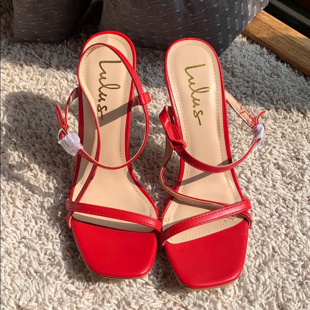 Red strap heels